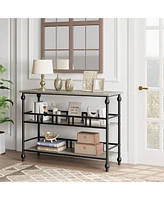 gaomon Narrow Entryway Table with Storage 43" 3-Tier Sofa Tables Industrial Console Storage/Display Shelf Hallway for Living Room, Fo