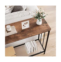 gaomon Sofa Console Table-2 Tier Design, Glass Shelf, Metal Frame, 33.5" Width, Elegant for Entryway and Living Room