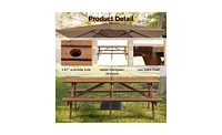 Slickblue 8-Person Wooden Picnic Table for Comfortable and Stylish Outdoor Gatherings