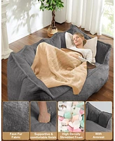 gaomon Giant Two-Seater Bean Bag Sofa, Oversized Foam-Filled Loveseat with Faux Fur Cover for Adults & Teens, Perfect Reading and Gaming the Li