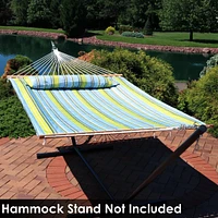 Two-Person Quilted Fabric Hammock with Spreader Bars