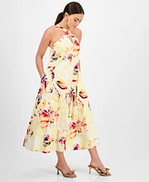 I.n.c. International Concepts Petite Linen-Blend Floral Halter Maxi Dress, Exclusively at Macy's