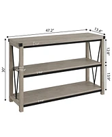 gaomon Farmhouse Entryway Table,47 Inch Narrow Long Console Table with Storage, 3 Tier Wood for Living Room, Sofa Tables Behin