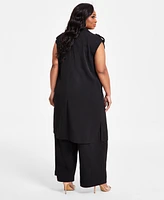 Nina Parker Plus Clasp-Front Duster Vest