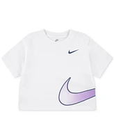 Nike Little Girls Swoosh Motion Graphic Boxy Crewneck T-Shirt