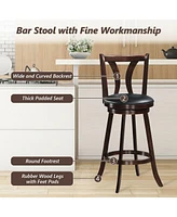 Gymax Set of Swivel Bar stools 29.5" Bar Height Chairs with Rubber Wood Legs
