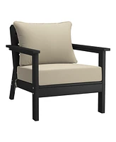 WestinTrends Outdoor Modern Hdpe Patio Black Club Chairs with Deep Seat Cushions (Set of 2