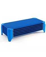 Costway 6 Pack Stackable Daycare Cots with Easy Lift Corners Heavy-Duty Metal Frame Kids