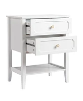 Slickblue Nightstand End Side Table with 2 Drawers for Convenient Storage and Modern Design