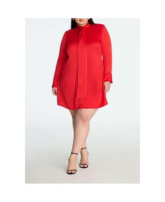 Eloquii Plus Strong Shoulder Tie Front Mini Dress