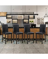 Gymax Set of Bar Stools 25inch Counter Height Barstool Pub Chair w/Rubber Wood Legs