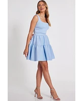 Quiz Women's Scuba Foam Tiered Skater Mini Dress