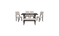 Slickblue 6-Piece Dining Table and Chair Set for Elegant Comfortable Spaces