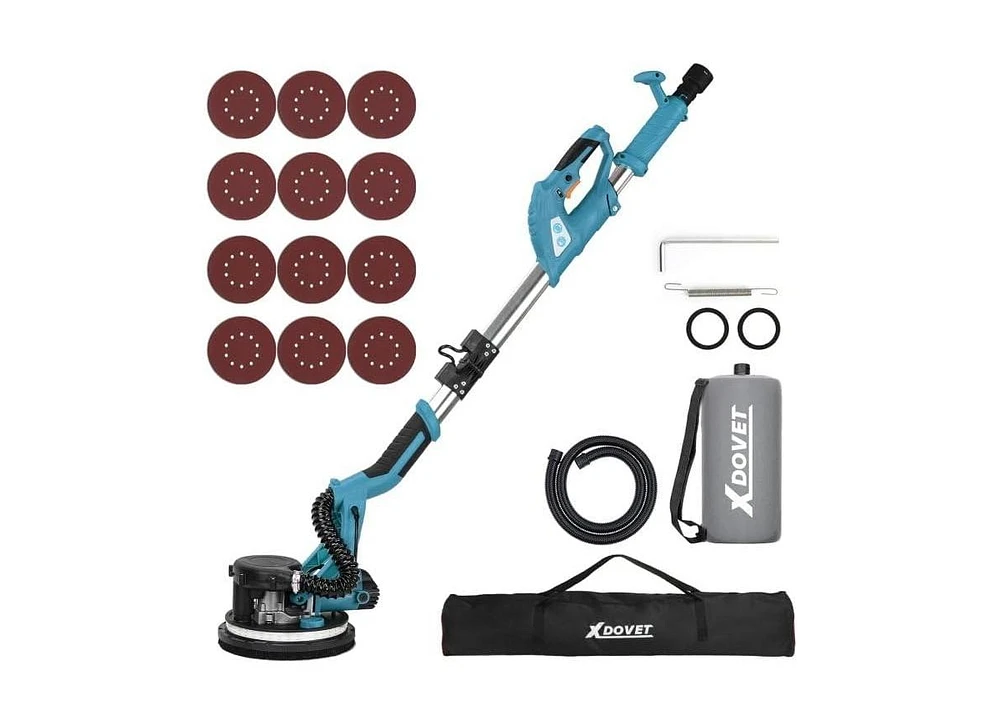 Xdovet 750W Drywall Sander, 7A Electric Dustless Drywall Sander with Vacuum Dust Collector, Led Light, Folding and Extendable Handle, 6 Speeds Popcorn