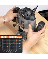 Xdovet 16000-30000 Rpm Electronic Plunge Woodworking Router, 6 Variable Speeds Wood Router Tool, 1.7 Hp 10-Amp Plunge Woodworking Router Kit with Para