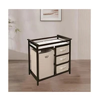 Slickblue Baby Changing Table with 3 Baskets and Hamper Convenient Storage and Organization