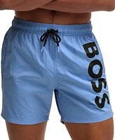 Boss by Hugo Men's Vertical Logo Print Swim Shorts