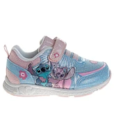 Disney Toddler and Little Girls Stitch Angel Hook Loop Pull Tab Light Up Fashion Sneakers