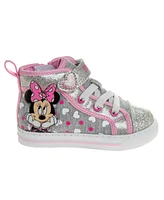 Disney Toddler and Little Girls Minnie Mouse Light Up Canvas Sneakers