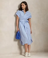 Polo Ralph Lauren Women's Belted Striped Cotton Shirtdress