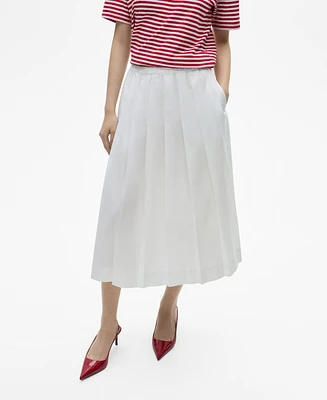 Mango Women's Cotton Pleated Skirt