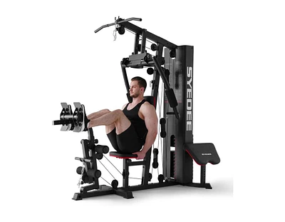 Er Kang Home Gym, Workout Station with 150LBS Weight Stack, Multifunctional Home Gym Equipment, Exercise Equipment for Full Body Strength Training