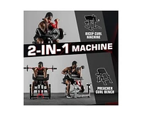 Er Kang Preacher Curl Bench, Plate Loaded Bicep Curl Machine, Bicep and Tricep Workout Equipment，2 in 1 Arm Training Machine for Home Gym