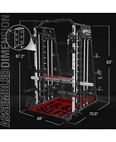 Er Kang Smith Machine, 2200lbs Squat Rack with Lat-Pull Down System & Cable Crossover Training Equipment Leg Hold-Down Attachment