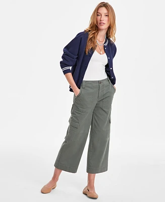 On 34th Women's Cropped Mid Rise Wide Leg Cargo Pants, Exclusively at Macy's