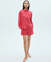 Mango Women's Pleated Flowy Shirt