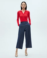 Mango Women's Denim Effect Culotte Pants