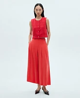 Mango Women's Wide Leg Pleated Pants