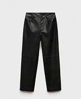 Mango Women's Leather-Effect Straight Pants