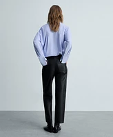 Mango Women's Leather-Effect Straight Pants