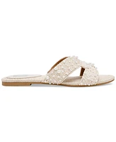 Dv Dolce Vita Women's Geeya Pearl Embellished Crisscross Slide Sandals