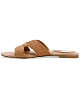 Dv Dolce Vita Women's Geeya Raffia Criss Cross Strap Flat Slide Sandals