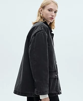 Mango Women's Corduroy Collar Pockets Jacket