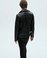 Mango Women's Leather-Effect Biker Jacket
