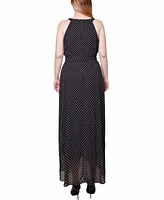 Ny Collection Petite Halter Front Chiffon Maxi Dress