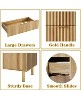 gaomon 3 Drawer Dresser for Bedroom, 30” Tall Dresser Organizer with Metal Legs, Modern Wood Chest of Drawers for Bedroom, Hallway, Home Office