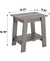 Side Table, Set of 2 Small Wooden End Table with 2-Layer Storage Shelves, Farmhouse Nightstand for Living Room, Bedroom, Office, Bathroom, Sofa Table