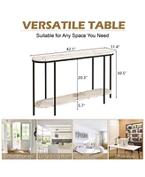 Slickblue Console Table 2-Tier Narrow Entryway with Storage Shelves, Faux Marble for Living Room, Bedroom