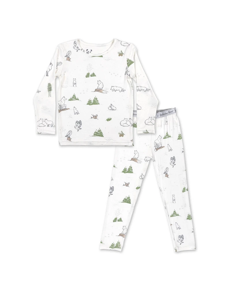 Bellabu Bear Kids Unisex Winter Forest Animals Set of 2 Piece Pajamas