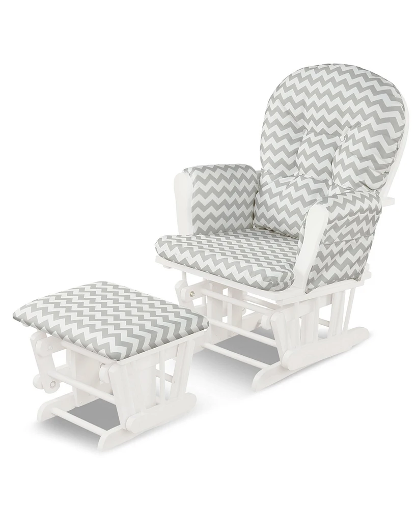 Costway Glider and Ottoman Cushion Set Wood Baby Nursery Rocking Chair