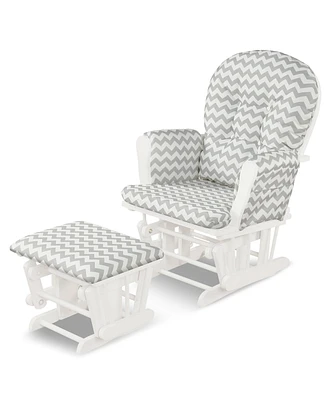 Costway Glider and Ottoman Cushion Set Wood Baby Nursery Rocking Chair