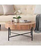 gaomon Coffee Table with Drawers Round Center Table