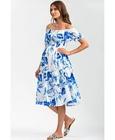 Pietro Brunelli Maternity Maternity Pietro Brunelli Off-the-Shoulder Floral Knee-Length Dress Lola