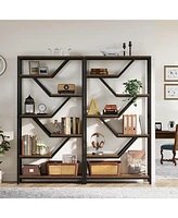 Tribesigns 6-Tier Bookshelf, 72-Inch Tall Industrial Open Storage Organizer, Freestanding Wood Display Rack with Metal Frame for Living Room, Bedroom,