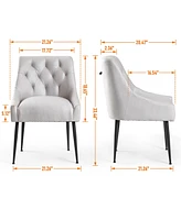 Dyhome Modern Dining Chairs Set of 4, Mid Century Kitchen with 5.12” Cushions and Metal Legs, Upholstered Back