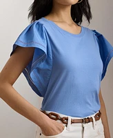 Lauren Ralph Lauren Women's Jersey Flutter-Sleeve Tee